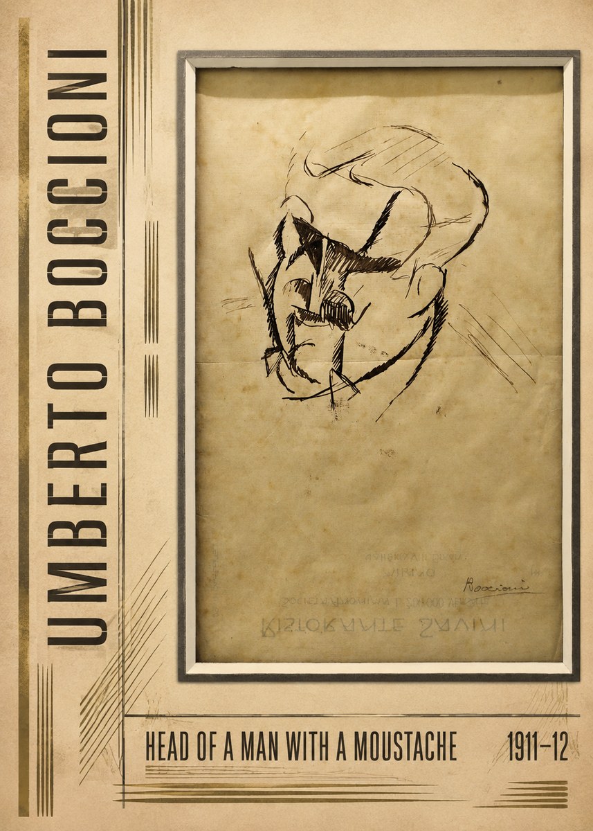 Umberto Boccioni Head of a Man with a Moustache No3 - Poster