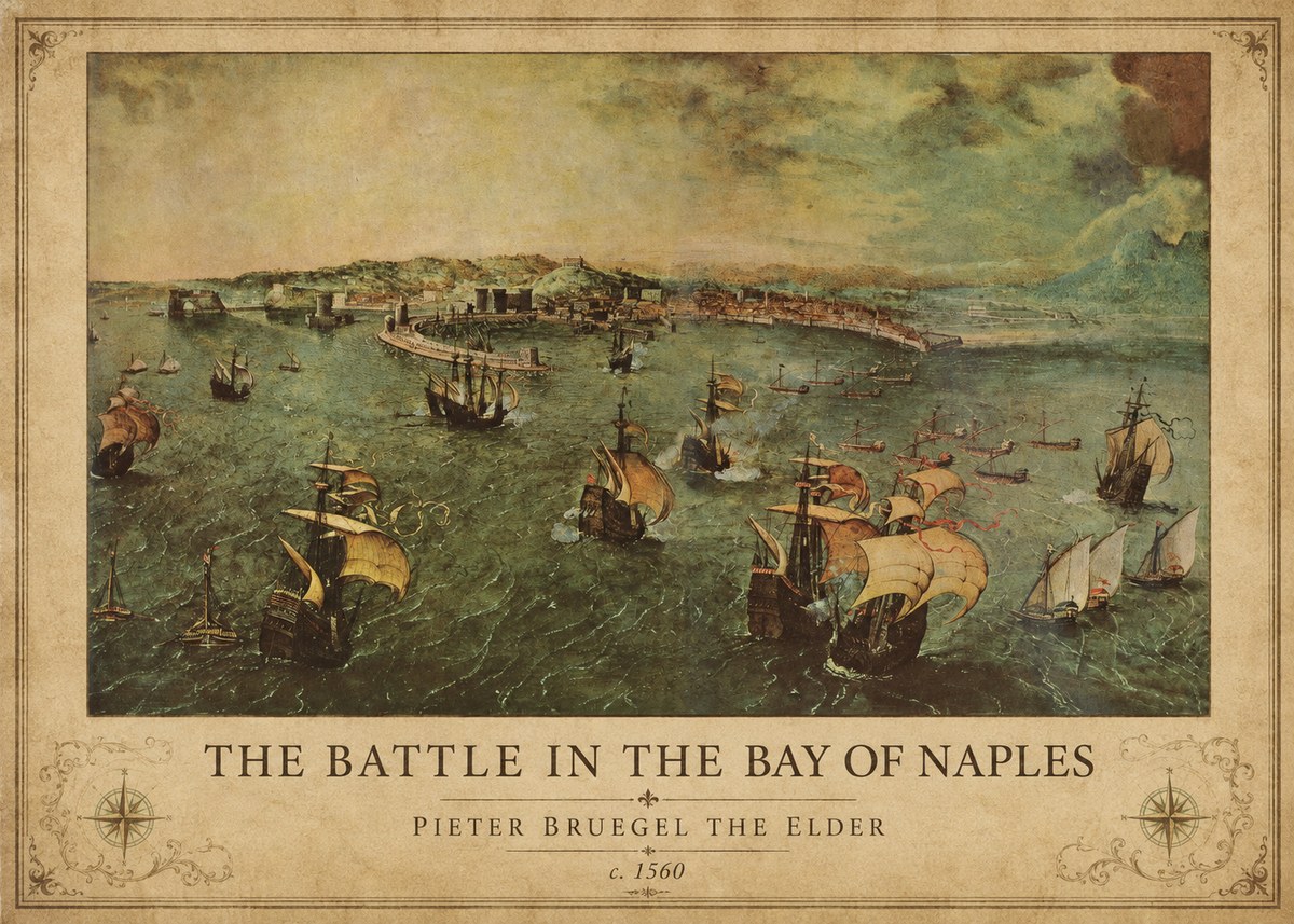 Pieter Bruegel The Battle in the Bay of Naples No1 - Poster