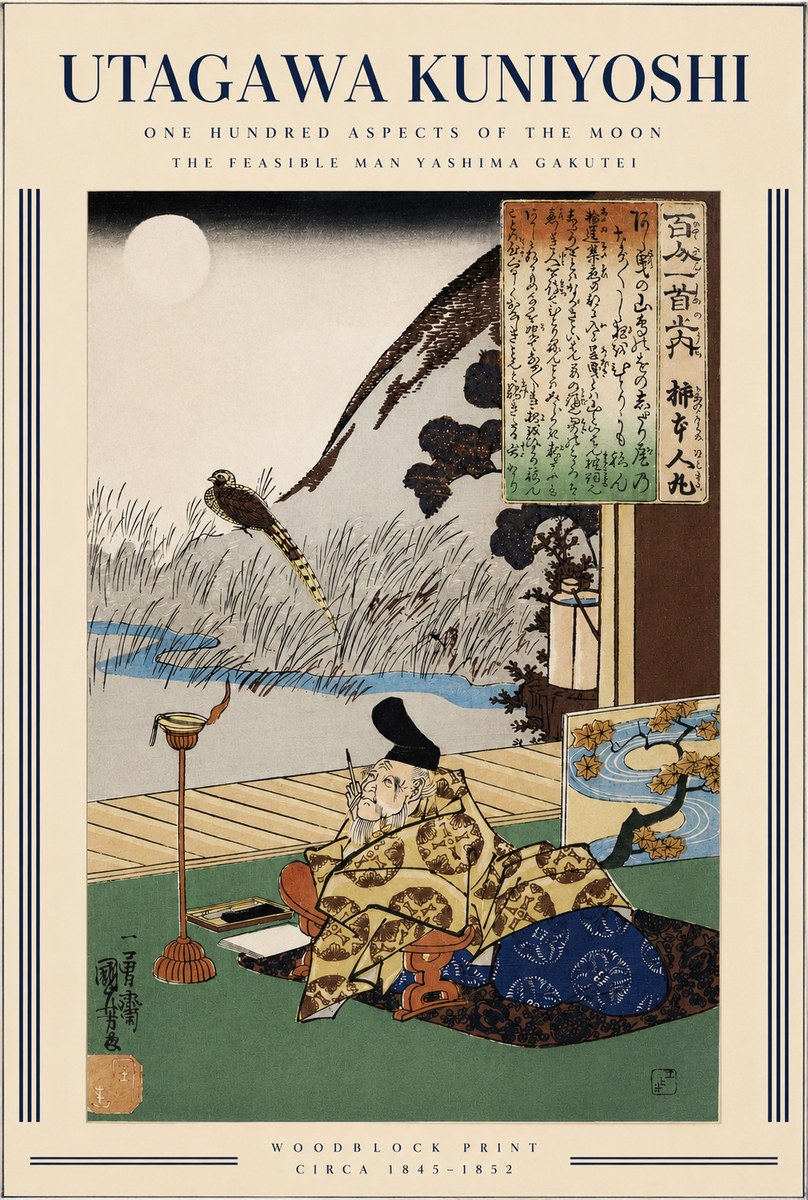 Utagawa Kuniyoshi The Feasible Man Yashima Gakutei No3 - Poster