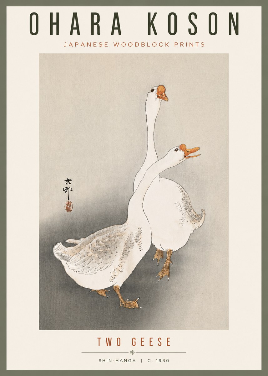 Ohara Koson Two Geese No6 - Poster