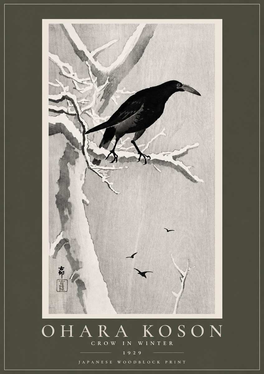 Ohara Koson Crow in Winter I No5 - Poster