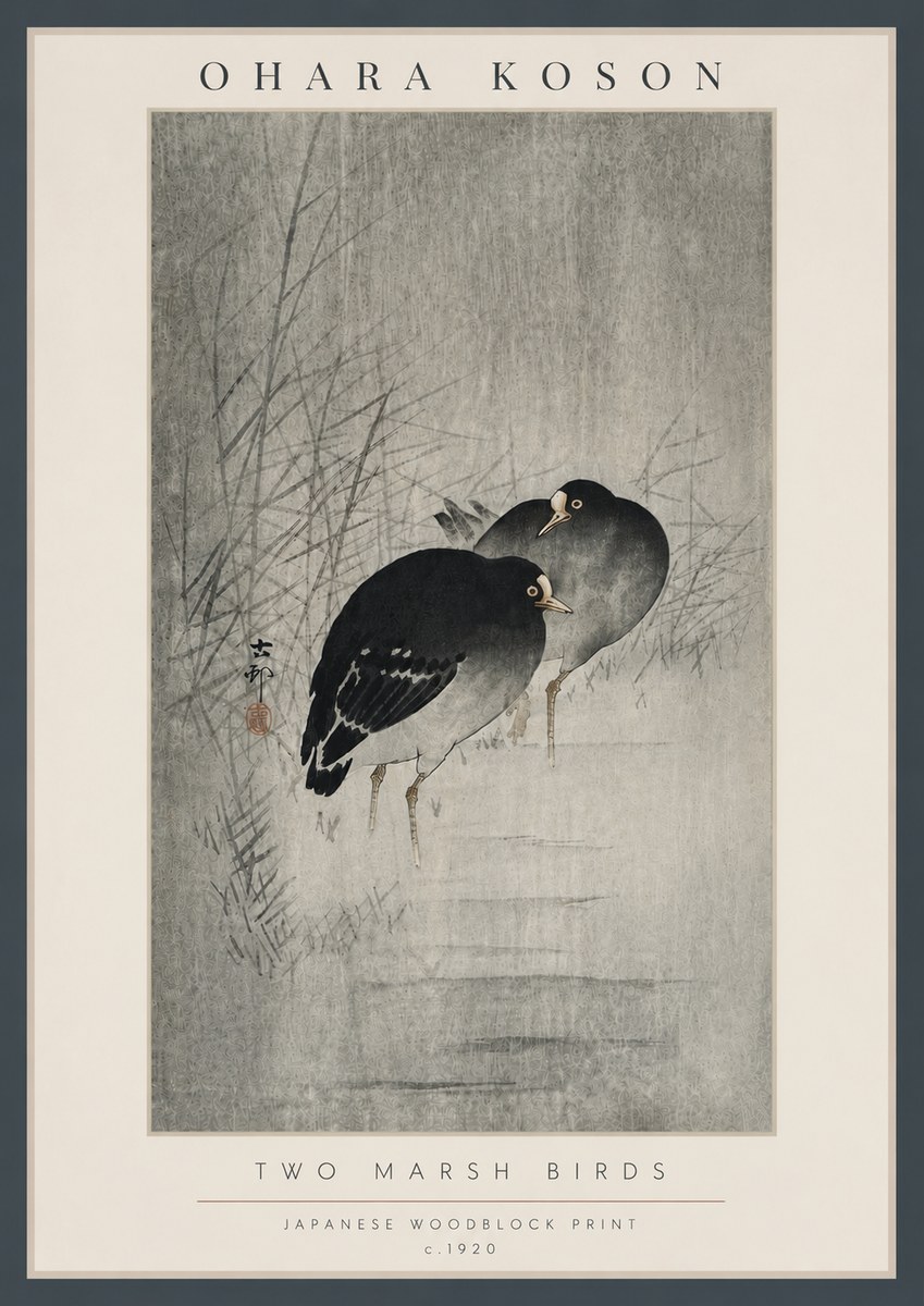 Ohara Koson Two Marsh Birds No6 - Poster