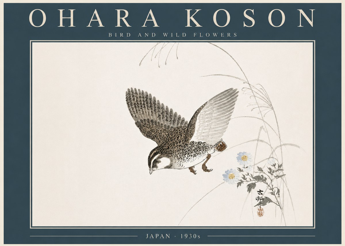 Ohara Koson Bird and Wild Flowers No5 - Poster
