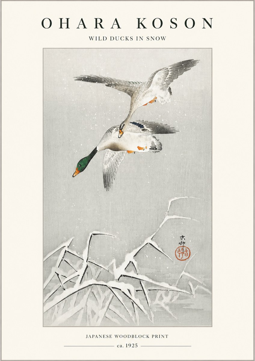 Ohara Koson Wild Ducks in Snow No1 - Poster