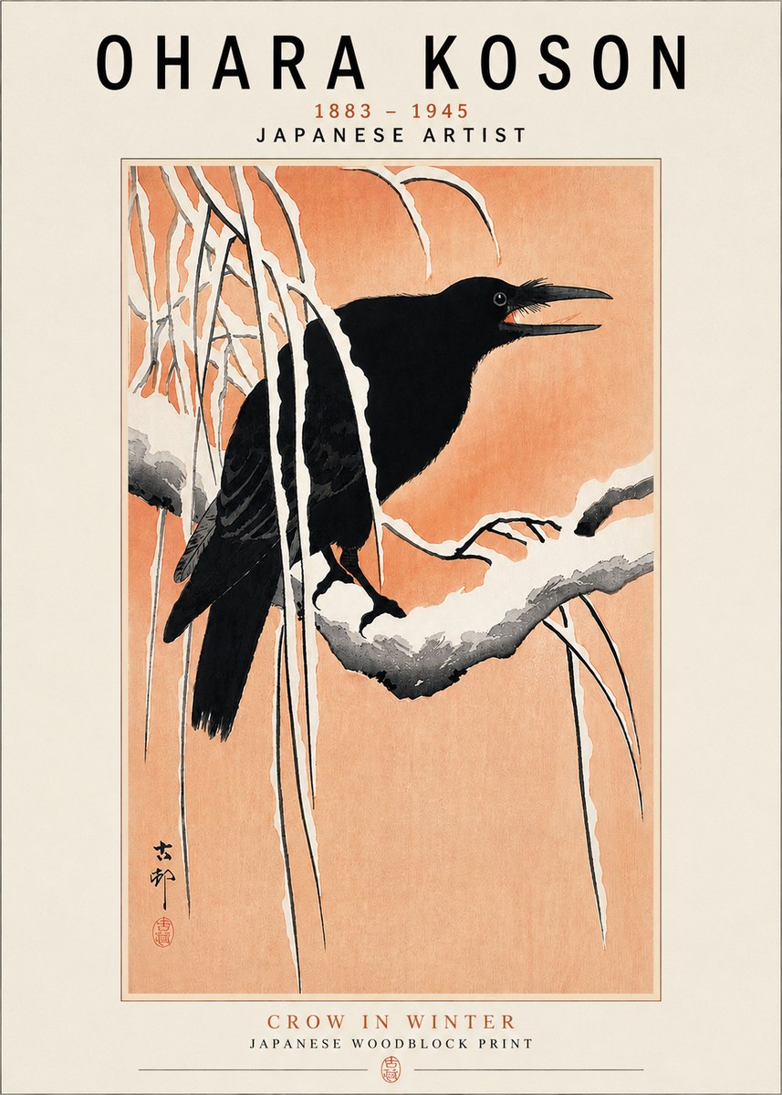 Ohara Koson Crow in Winter II No3 - Poster