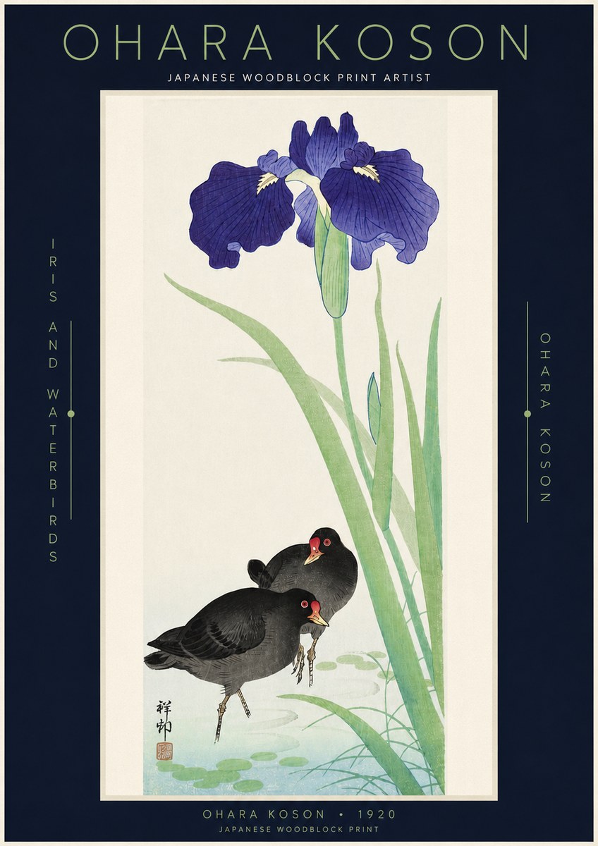 Ohara Koson Iris and Waterbirds No3 - Poster