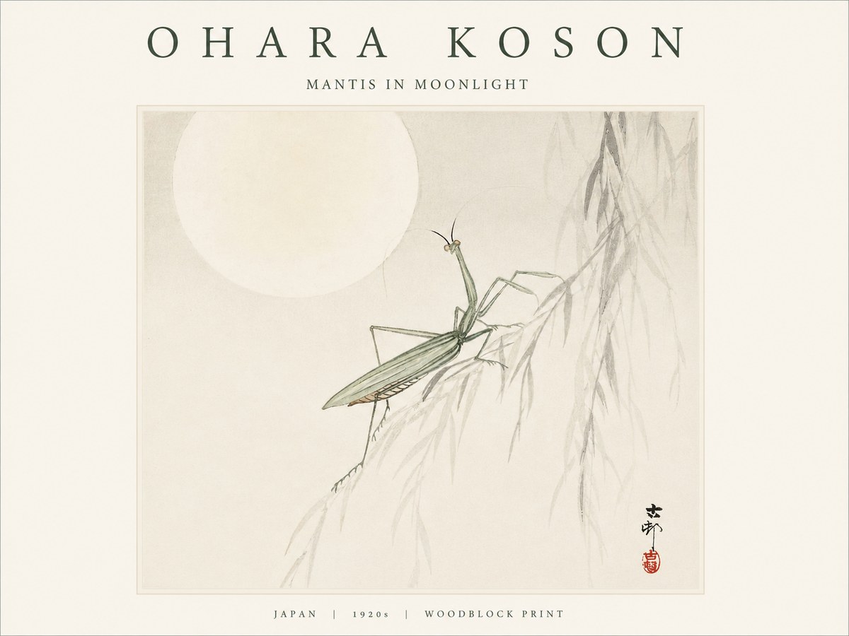 Ohara Koson Mantis in Moonlight No1 - Poster