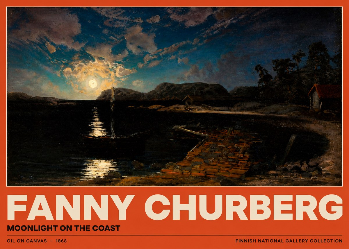 Fanny Churberg Moonlight on the Coast No2 - Poster