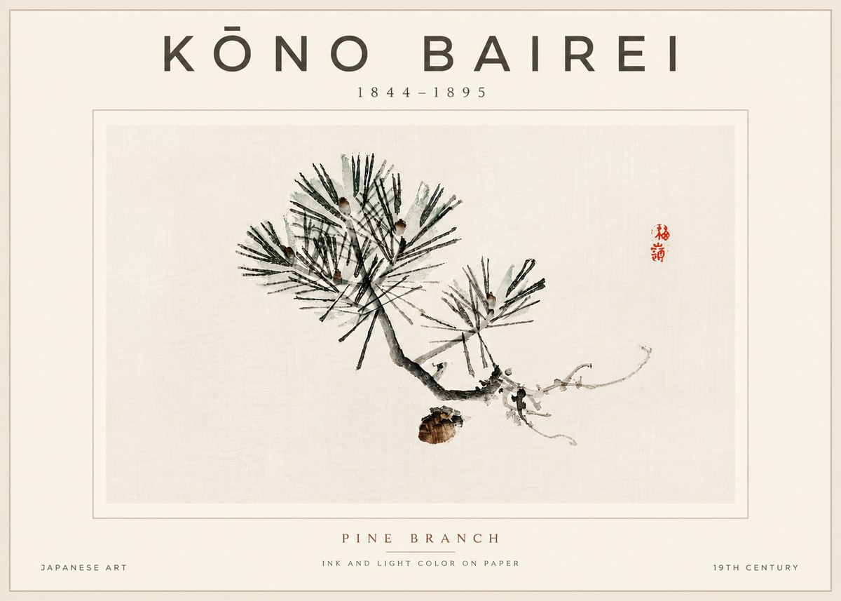 Kōno Bairei Pine Branch No6 - Poster