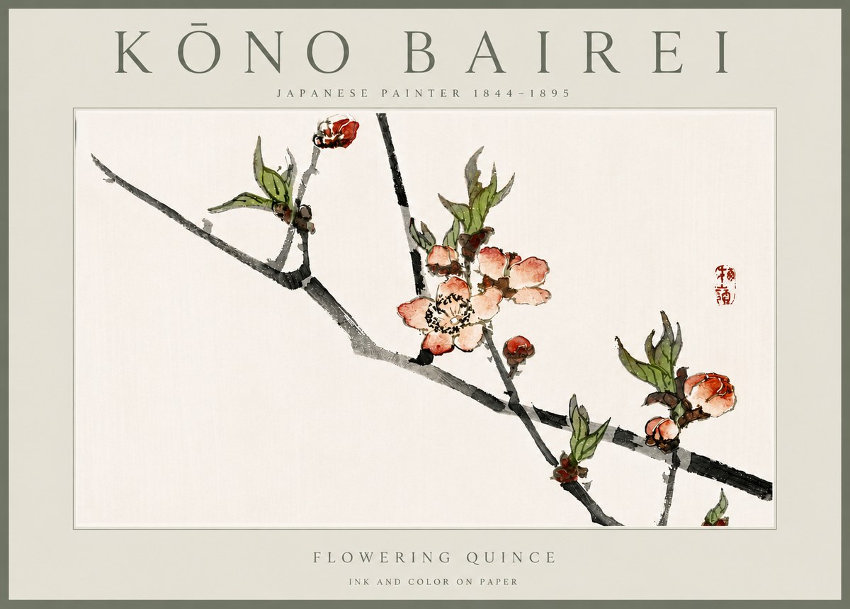 Kōno Bairei Flowering Quince No6 - Poster
