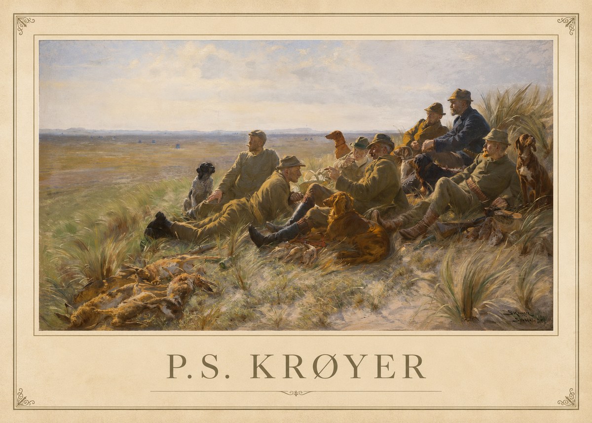 P.S. Krøyer Hare-hunting in the Dunes No1 - Poster
