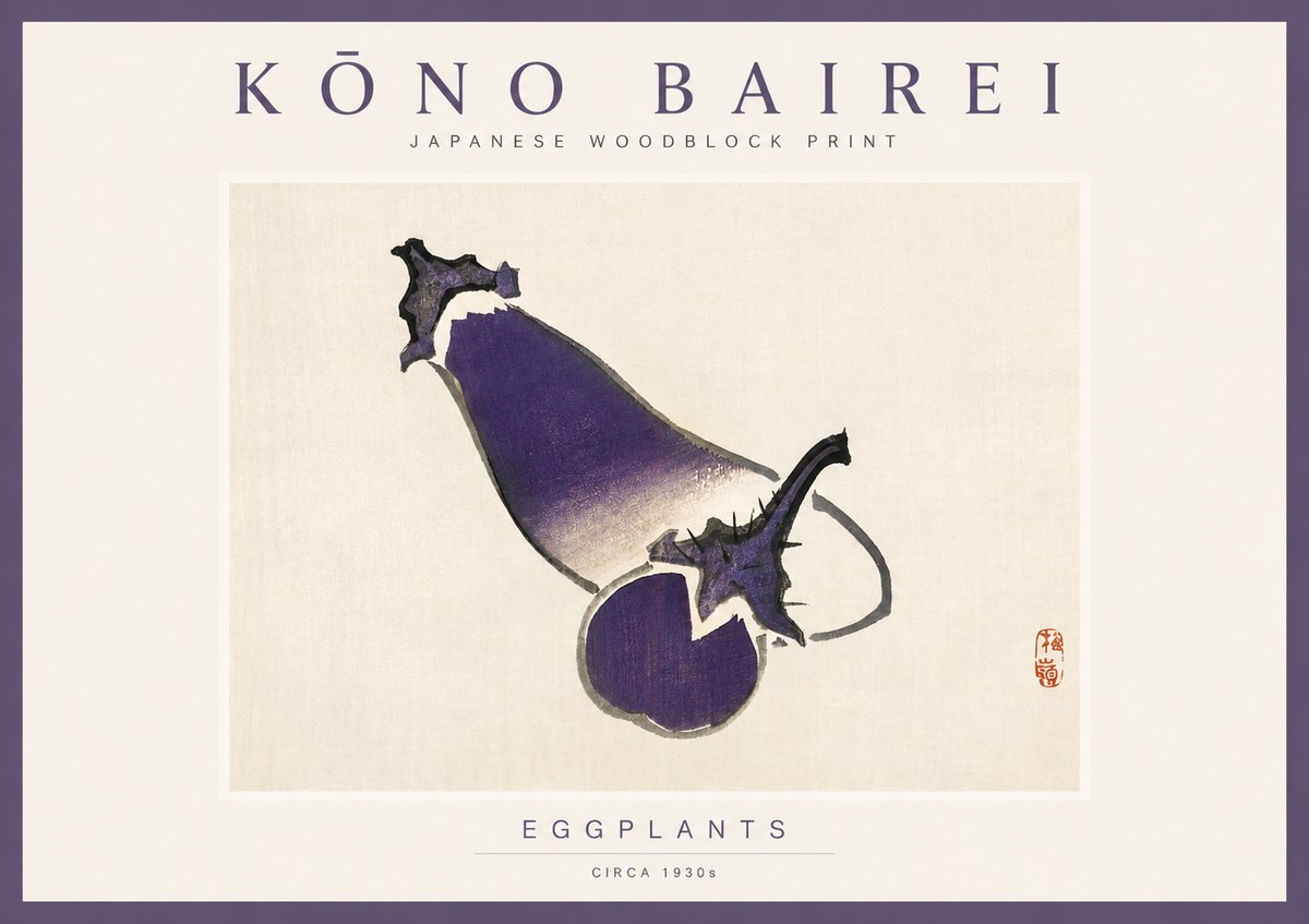 Kōno Bairei Eggplants No2 - Poster