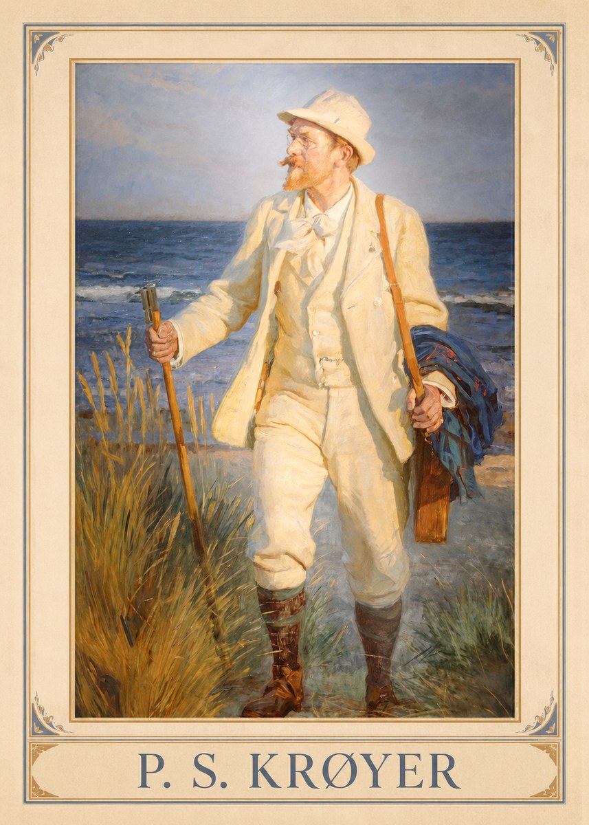 P.S. Krøyer Self-portrait by the Beach No1 - Poster