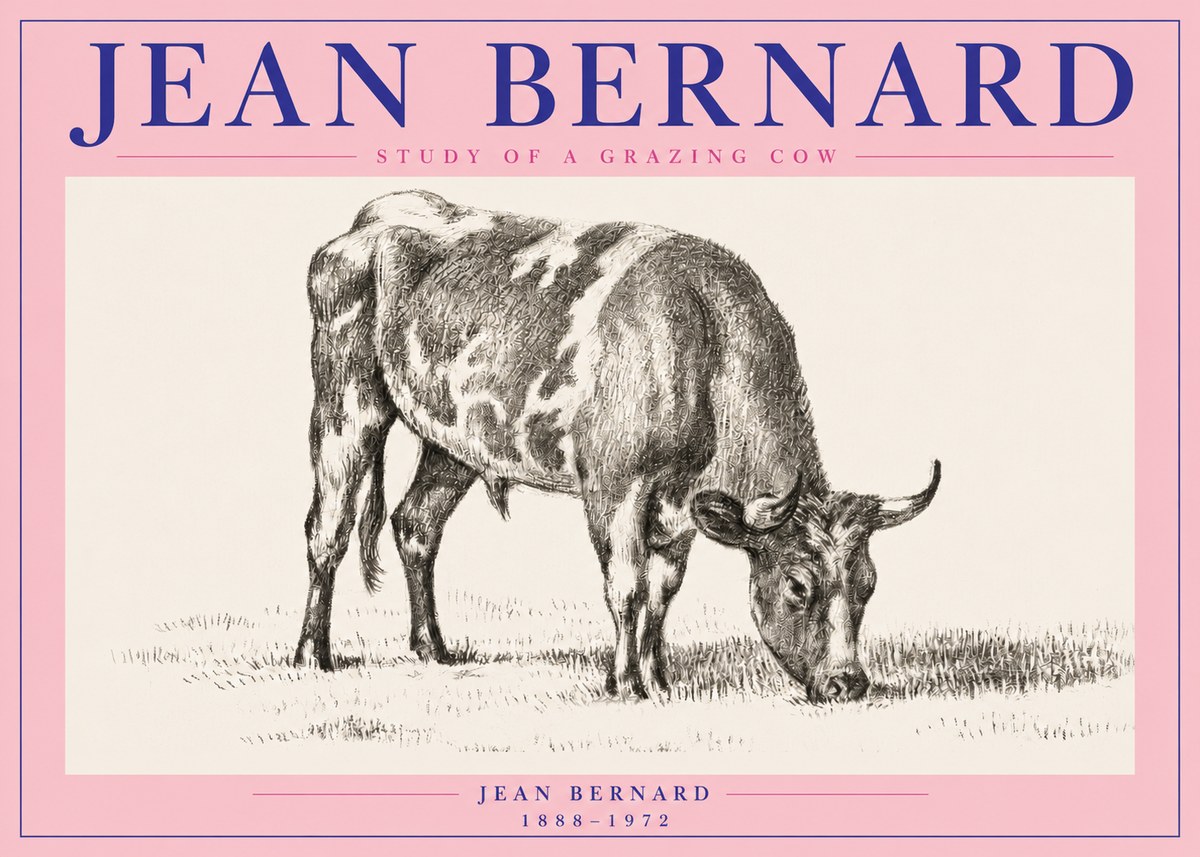 Jean Bernard Grazing Cow I No4 - Poster