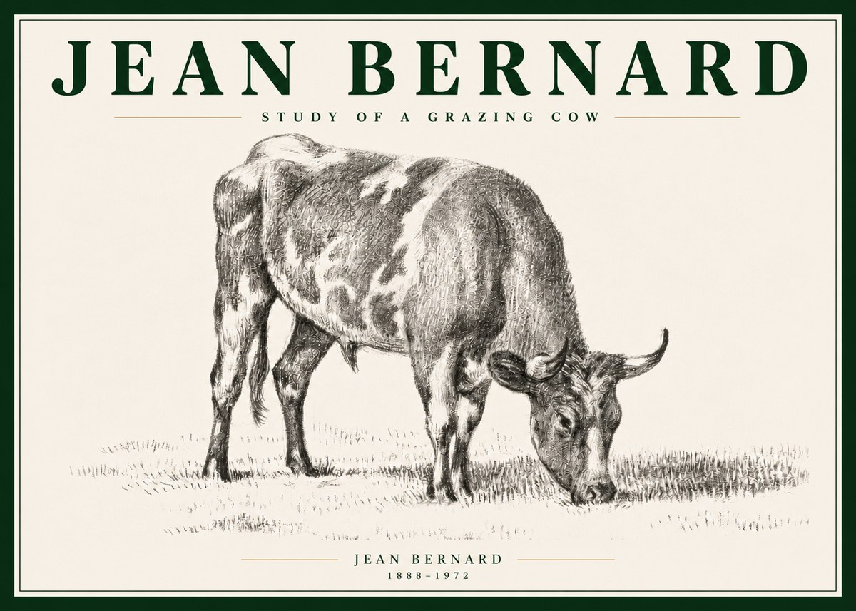 Jean Bernard Grazing Cow I No5 - Poster