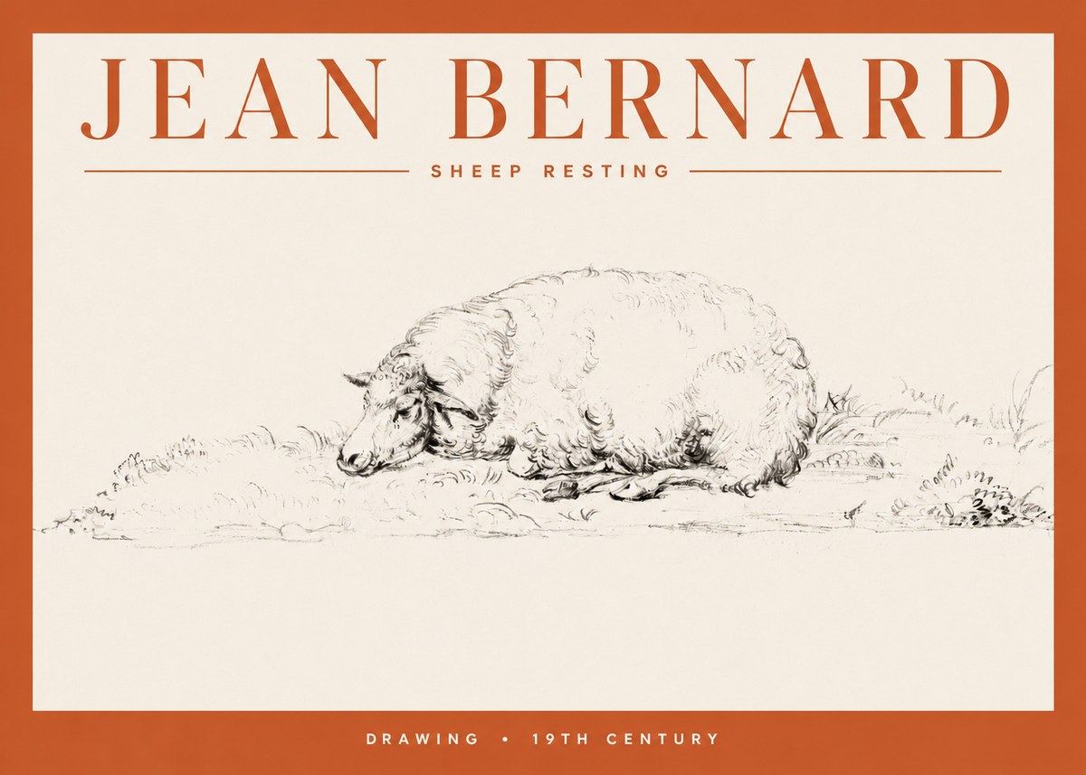 Jean Bernard Sheep Resting on the Ground No4 - Poster
