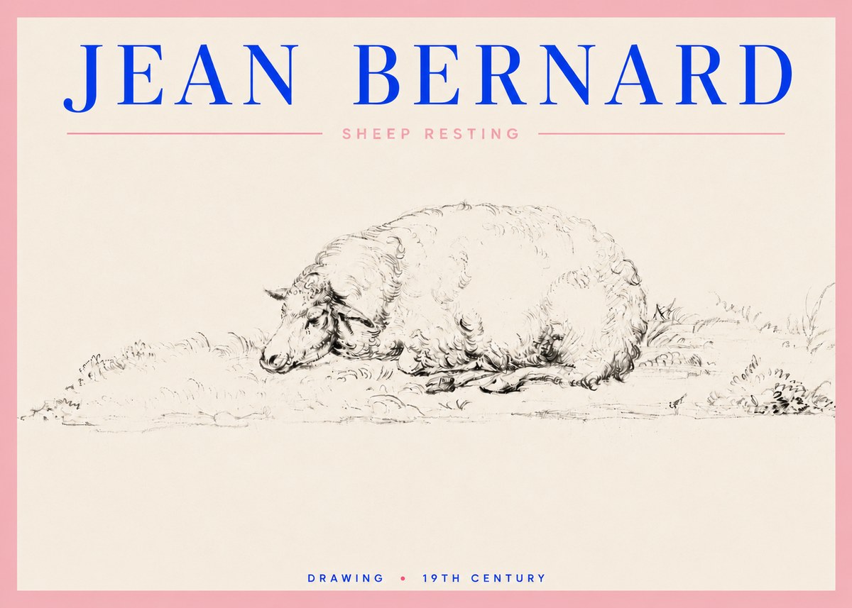 Jean Bernard Sheep Resting on the Ground No5 - Poster