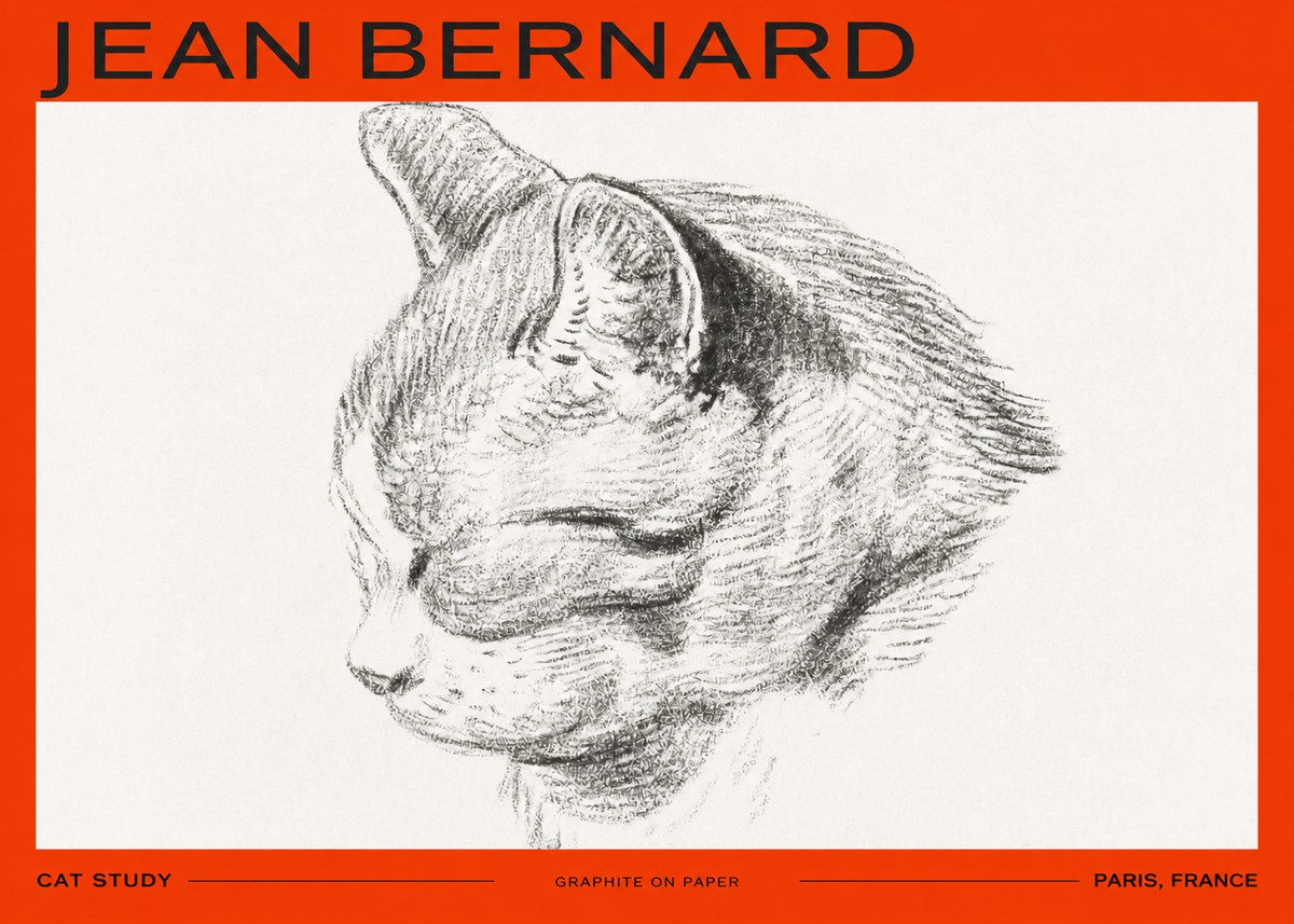 Jean Bernard Cat Study I No2 - Poster