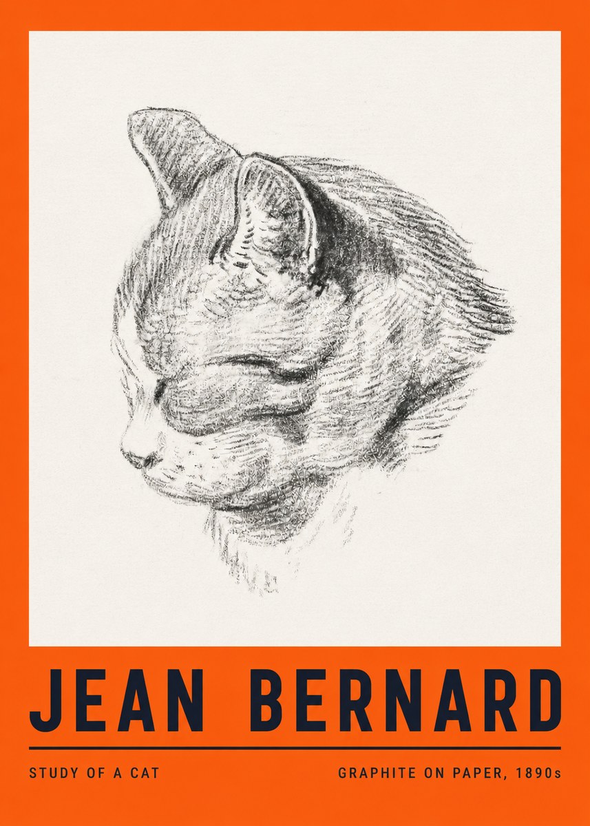 Jean Bernard Cat Study I No4 - Poster