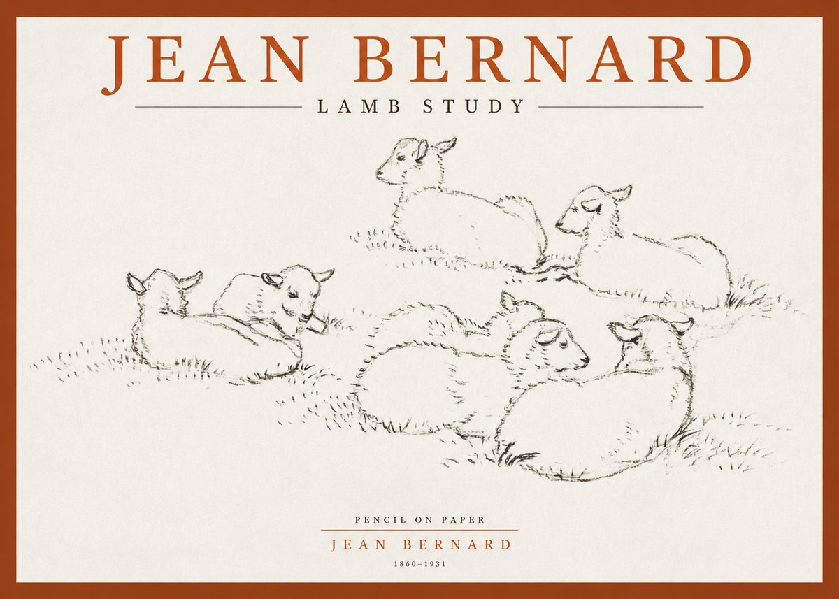 Jean Bernard Study of Lambs No4 - Poster