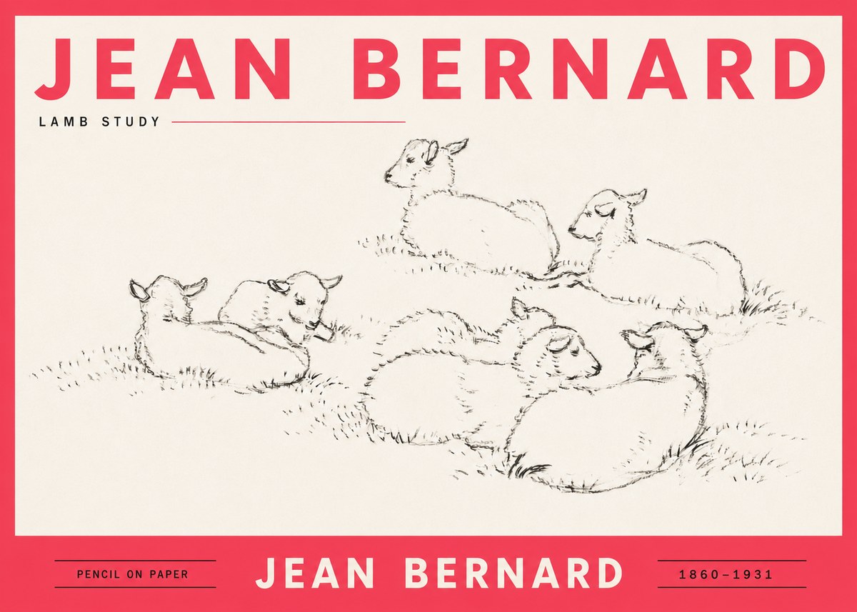 Jean Bernard Study of Lambs No6 - Poster