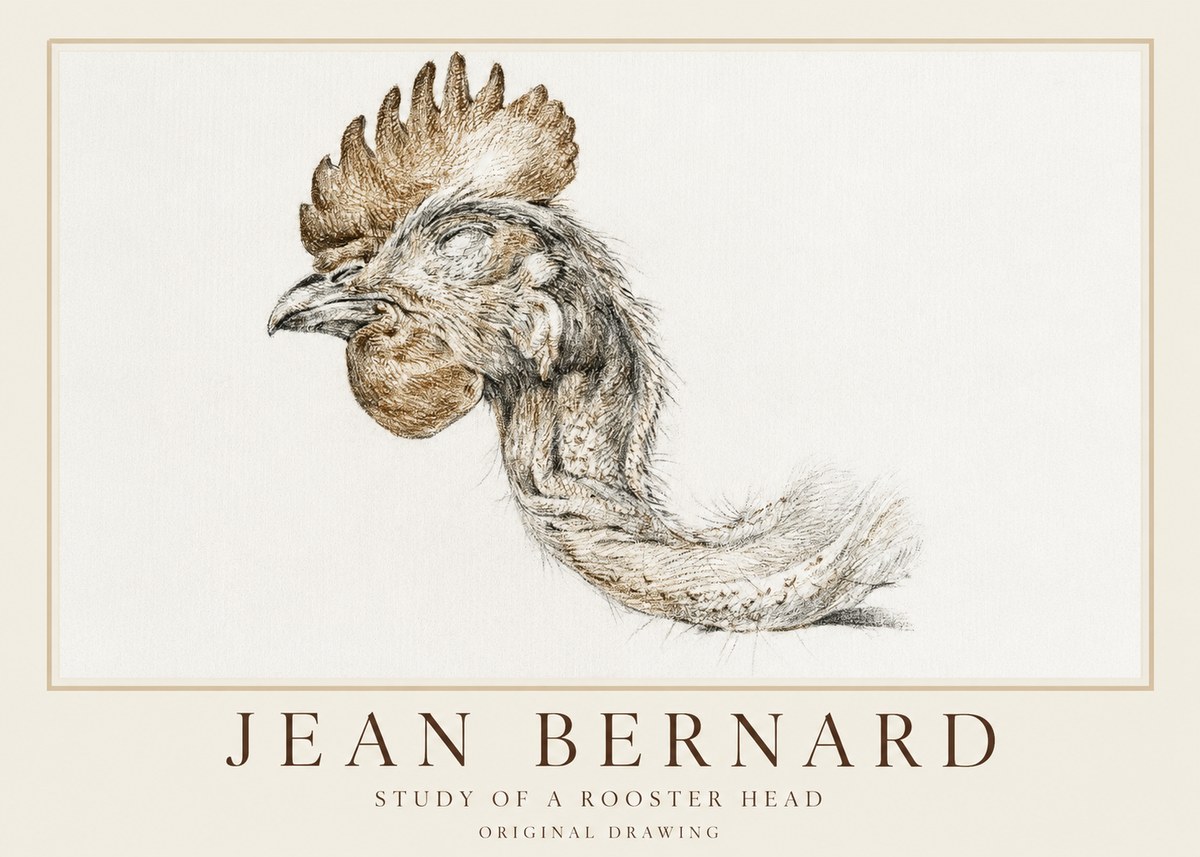 Jean Bernard Study of a Rooster Head No1 - Poster