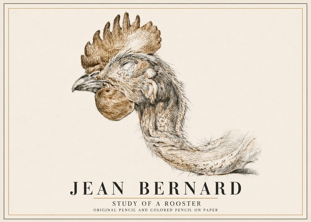 Jean Bernard Study of a Rooster Head No6 - Poster