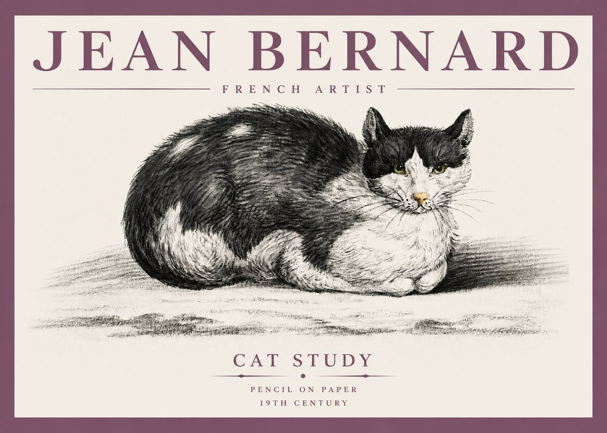 Jean Bernard Cat Study II No4 - Poster