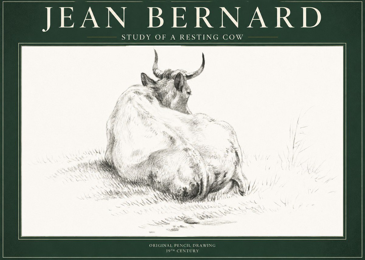 Jean Bernard Study of a Resting Cow I No1 - Poster