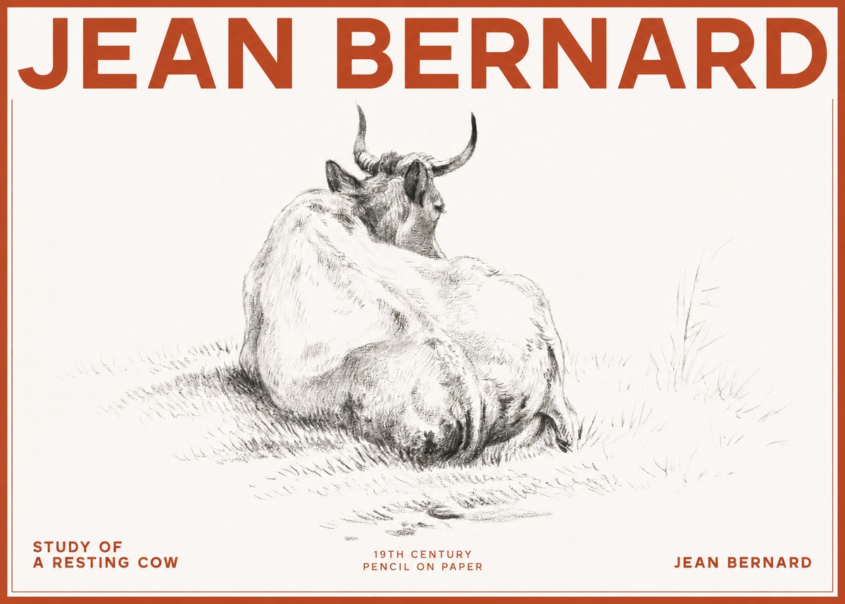 Jean Bernard Study of a Resting Cow I No2 - Poster