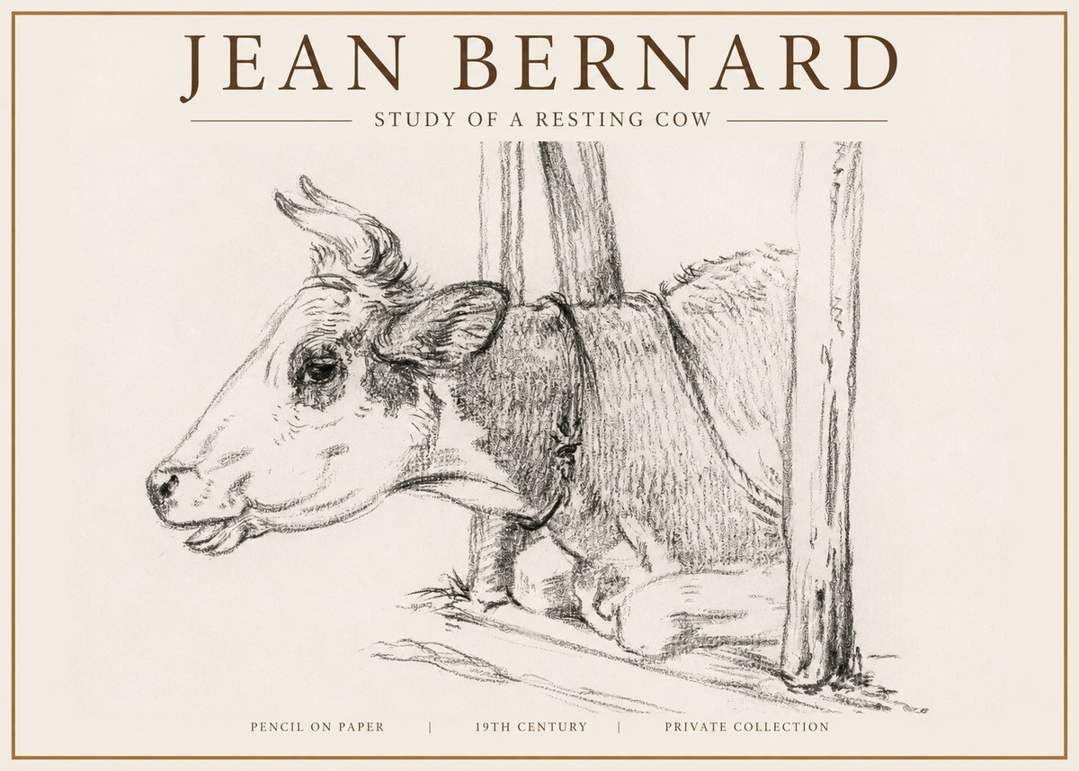 Jean Bernard Study of a Resting Cow II No4 - Poster