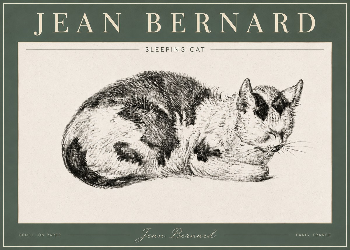 Jean Bernard Sleeping Cat I No4 - Poster