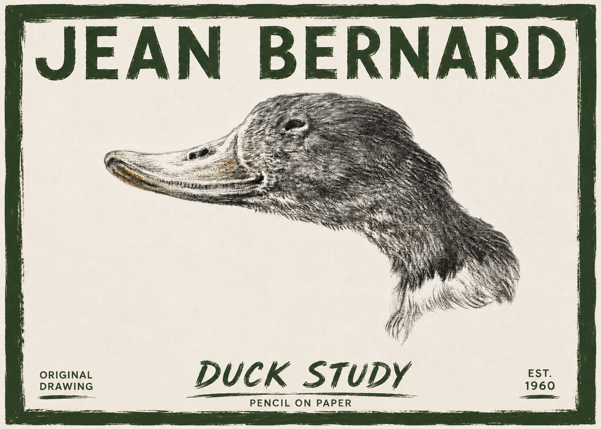 Jean Bernard Study of a Duck No6 - Poster
