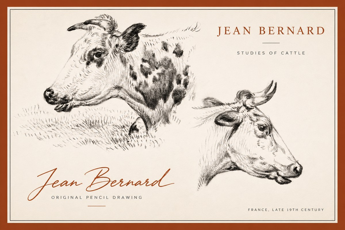 Jean Bernard Studies of Cattle I No3 - Poster