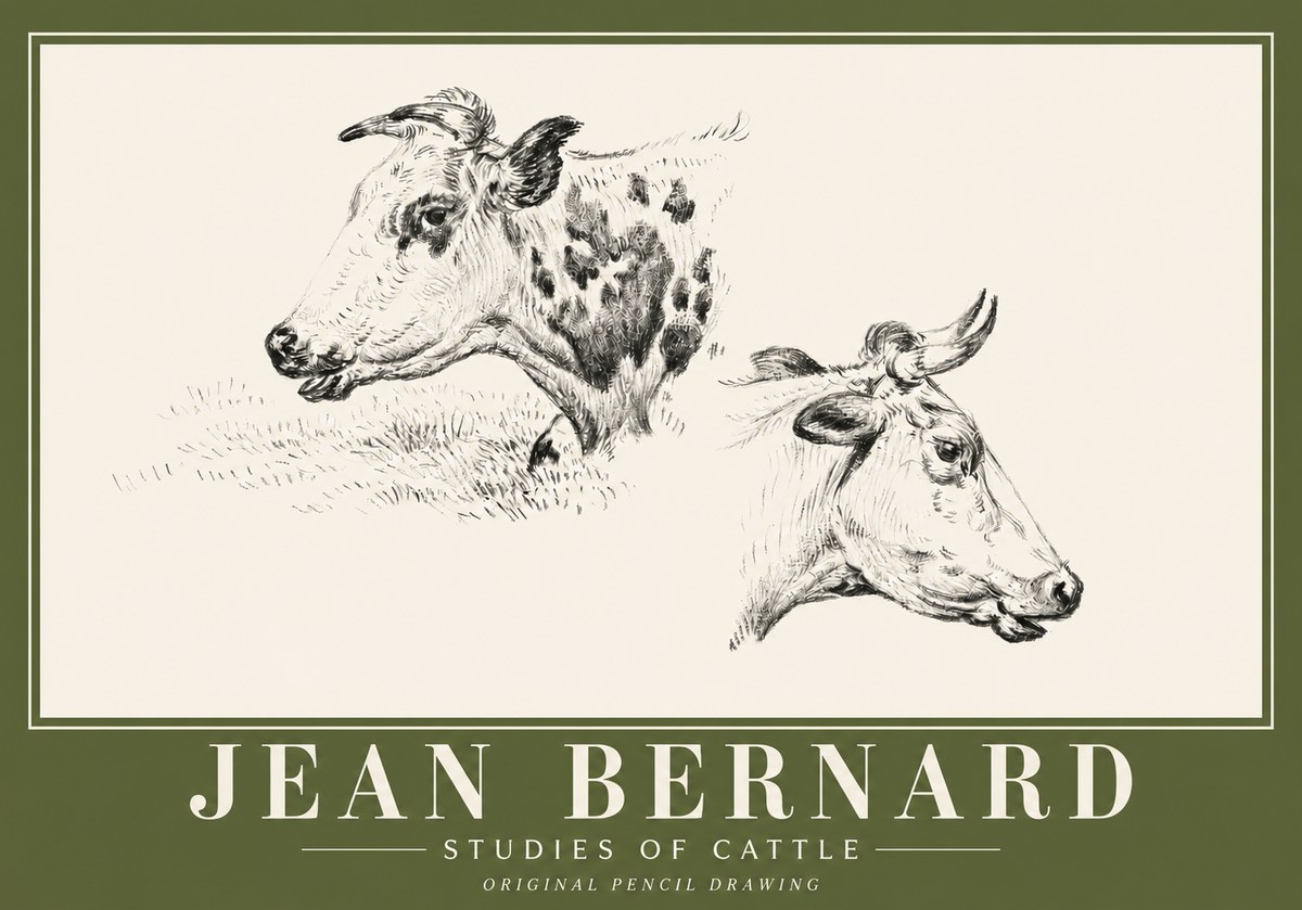 Jean Bernard Studies of Cattle I No4 - Poster