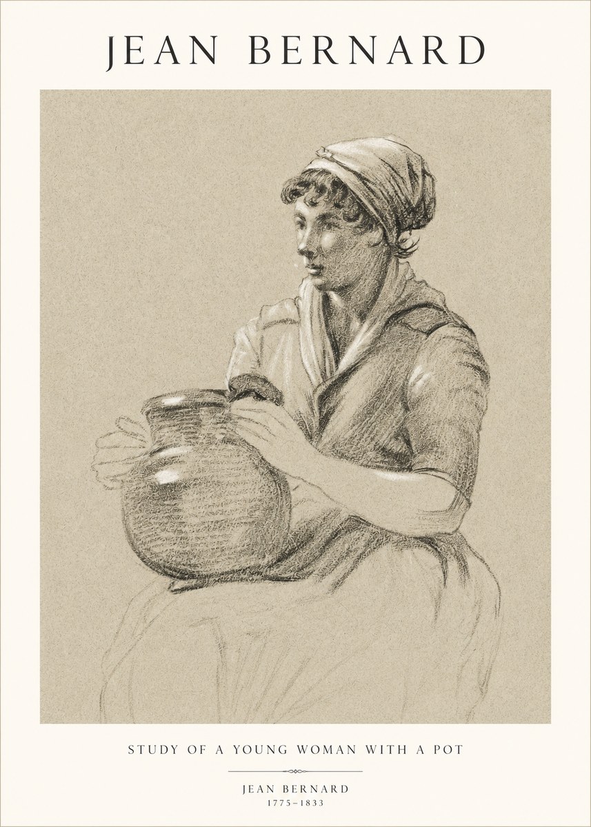 Jean Bernard Study of a Young Woman with a Pot No1 - Poster