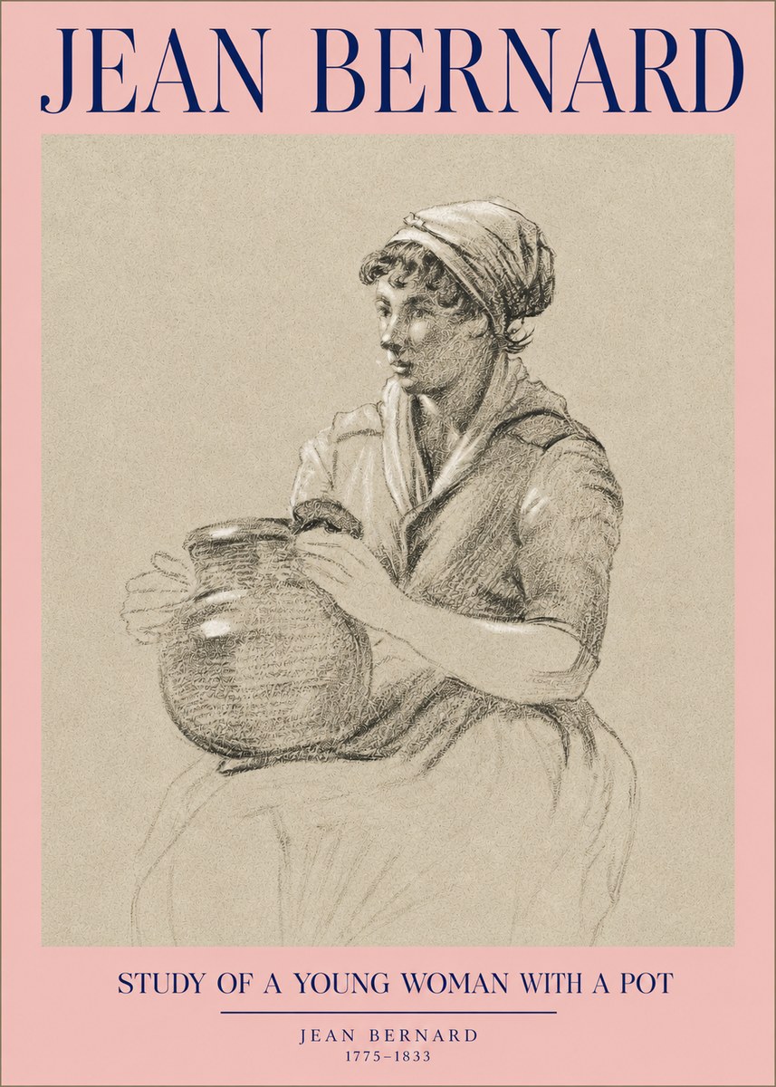 Jean Bernard Study of a Young Woman with a Pot No2 - Poster