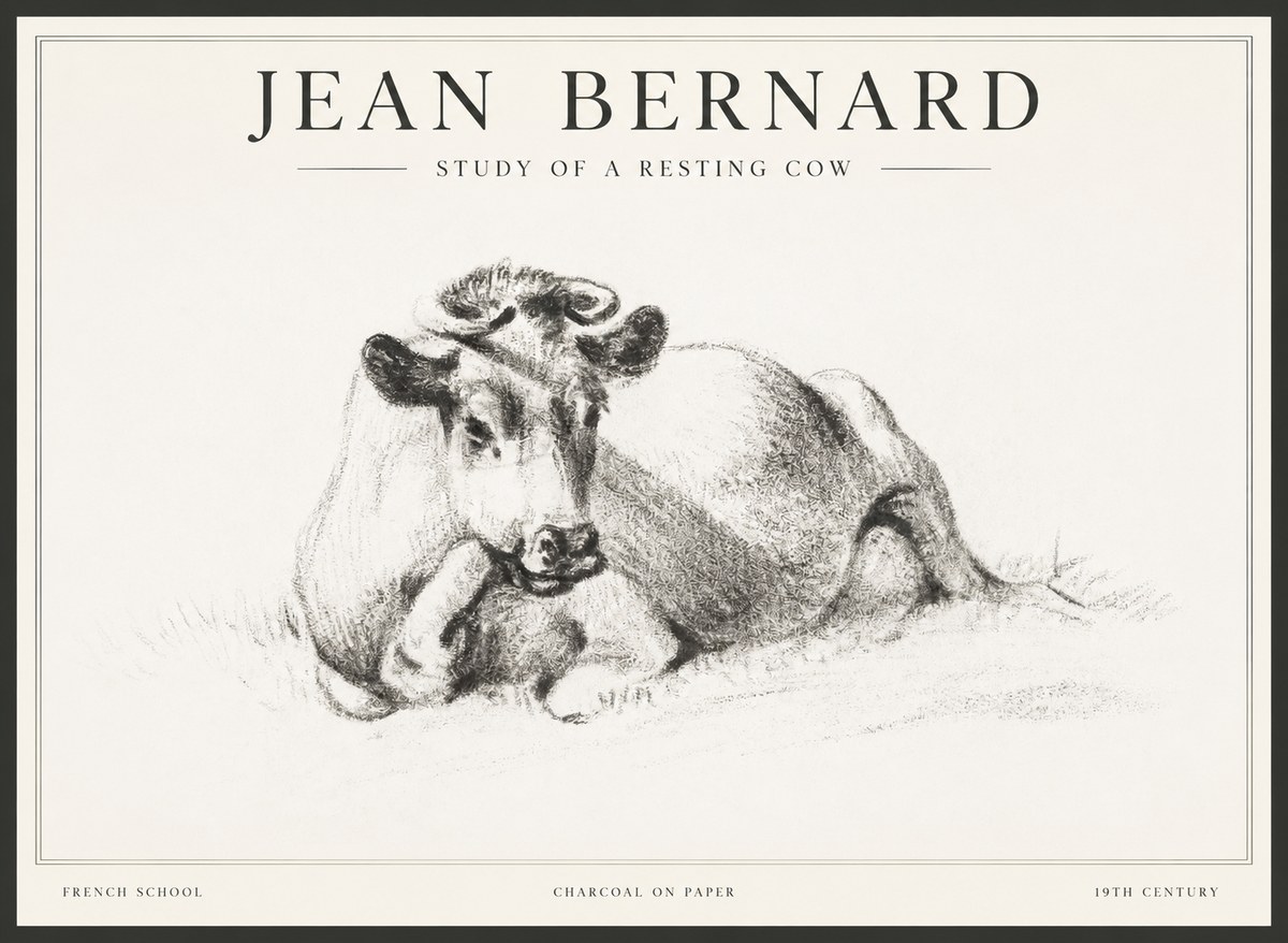 Jean Bernard Reclining Cow I No5 - Poster