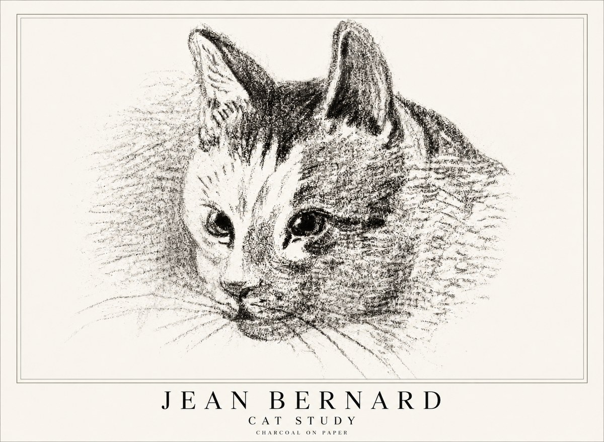 Jean Bernard Cat Study III No1 - Poster