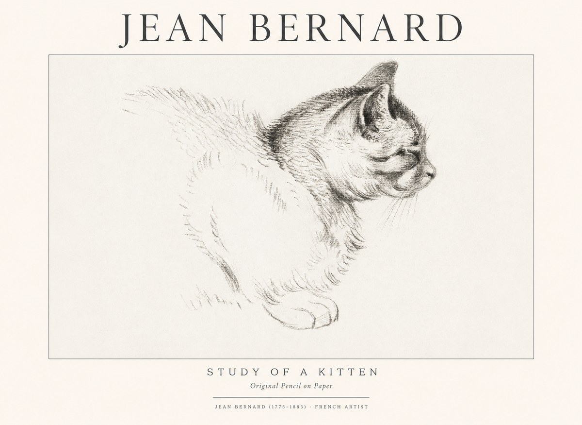 Jean Bernard Study of a Kitten II No1 - Poster