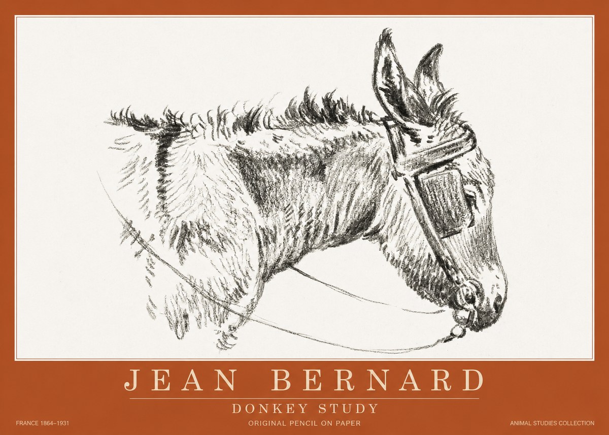 Jean Bernard Donkey Study II No2 - Poster