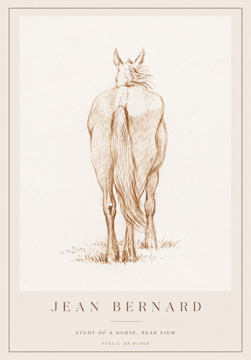 Jean Bernard Study of a Horse, Rear View No1 - Poster