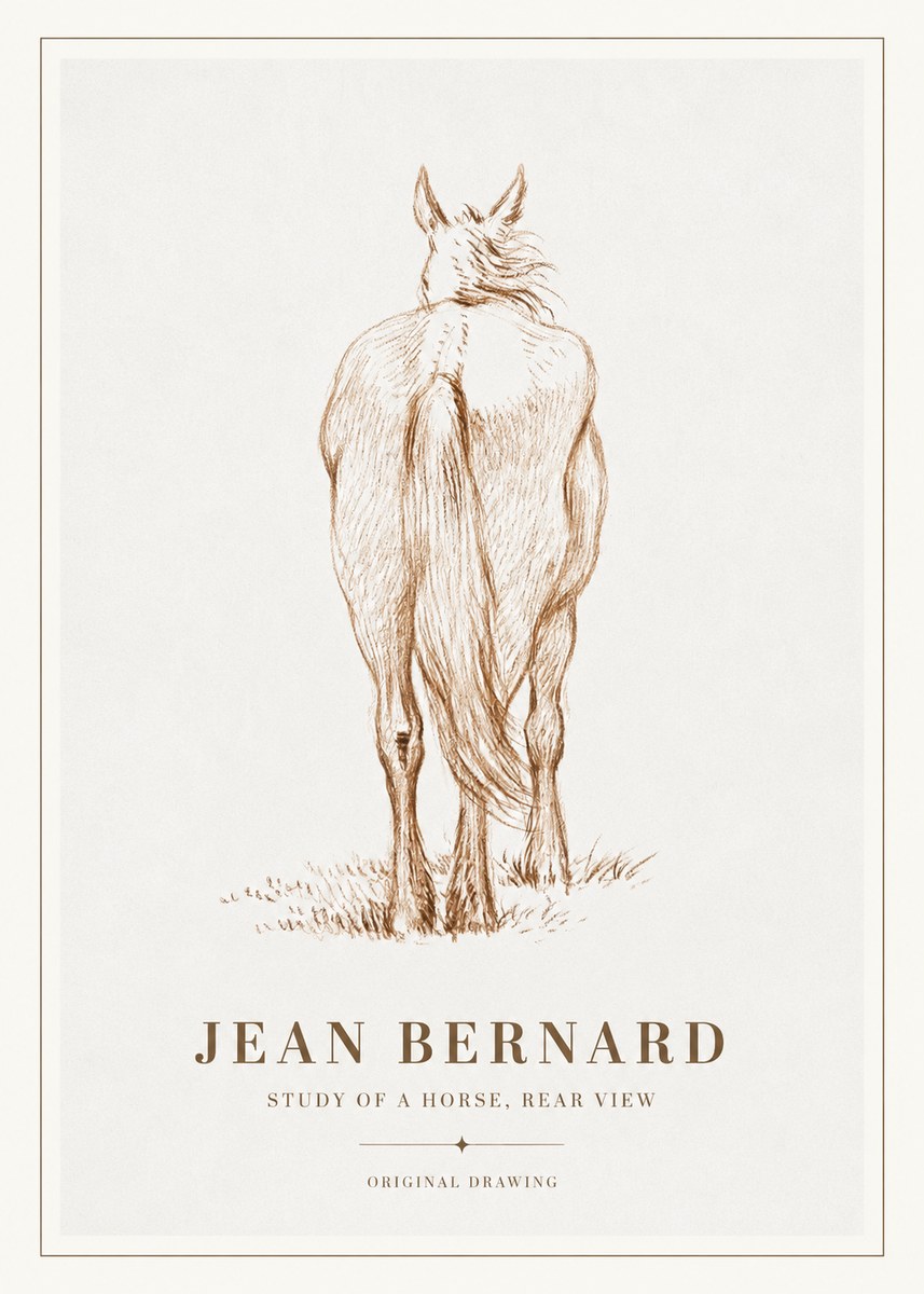 Jean Bernard Study of a Horse, Rear View No2 - Poster