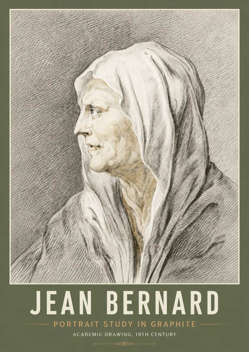 Jean Bernard Profile Study of a Hooded Figure No6 - Poster