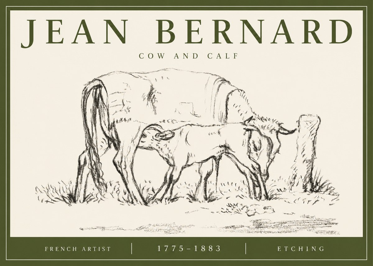 Jean Bernard Cow and Calf I No3 - Poster