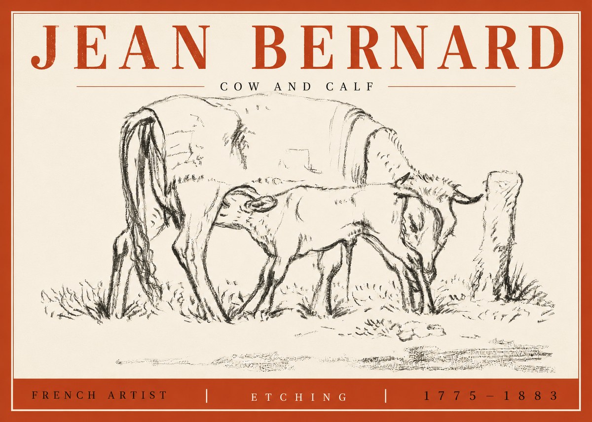 Jean Bernard Cow and Calf I No4 - Poster