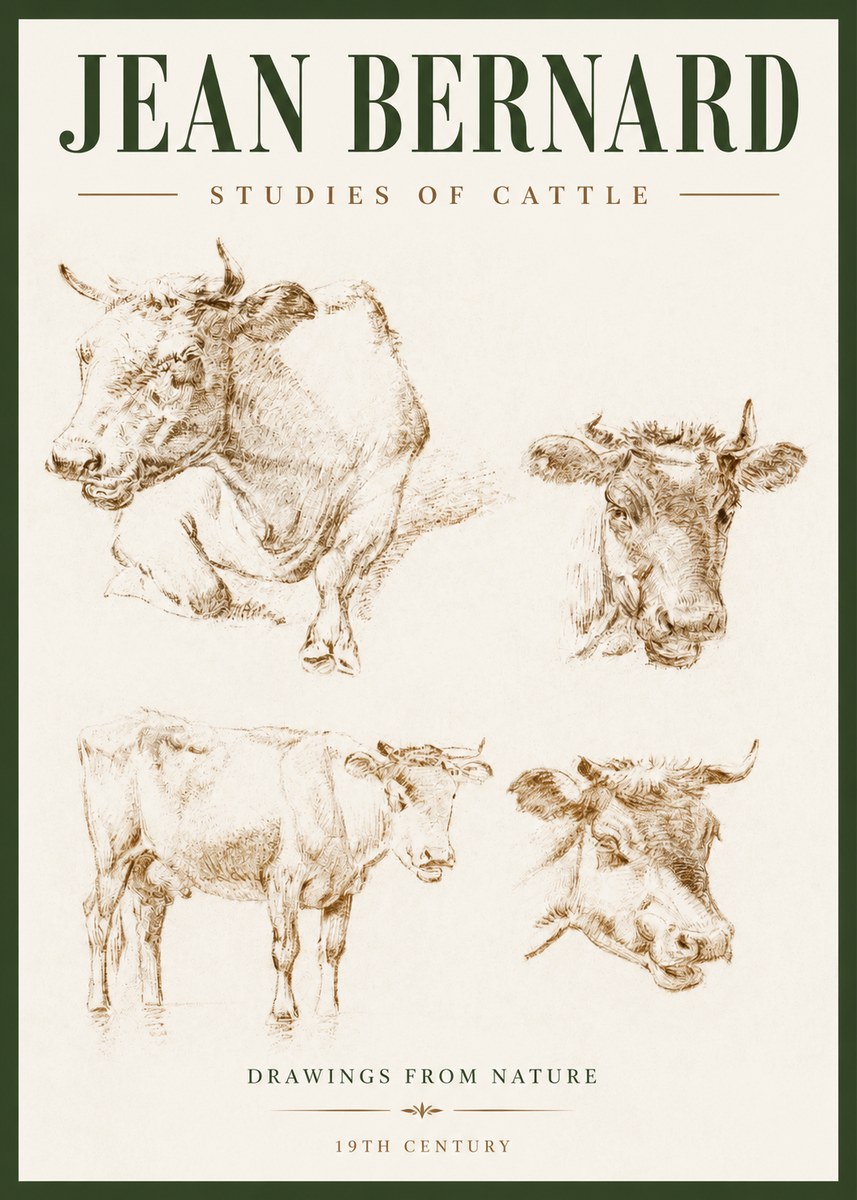 Jean Bernard Studies of Cattle II No2 - Poster