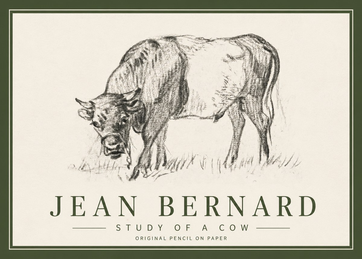 Jean Bernard Study of a Cow II No3 - Poster