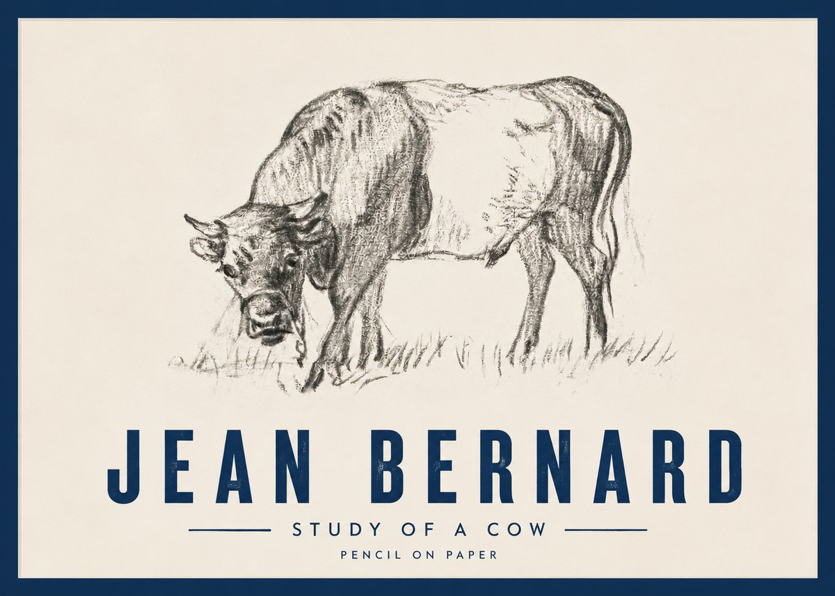 Jean Bernard Study of a Cow II No4 - Poster