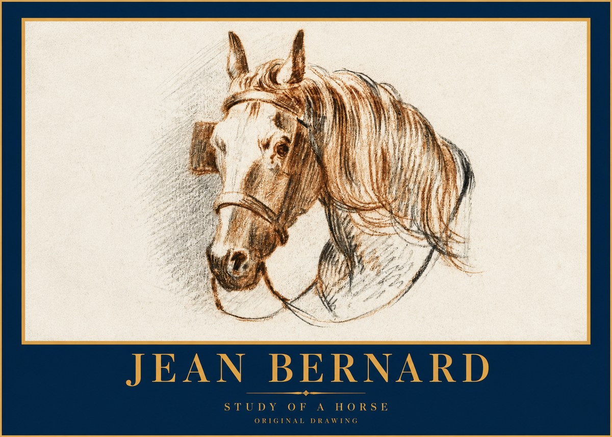 Jean Bernard Study of a Horse V No2 - Poster